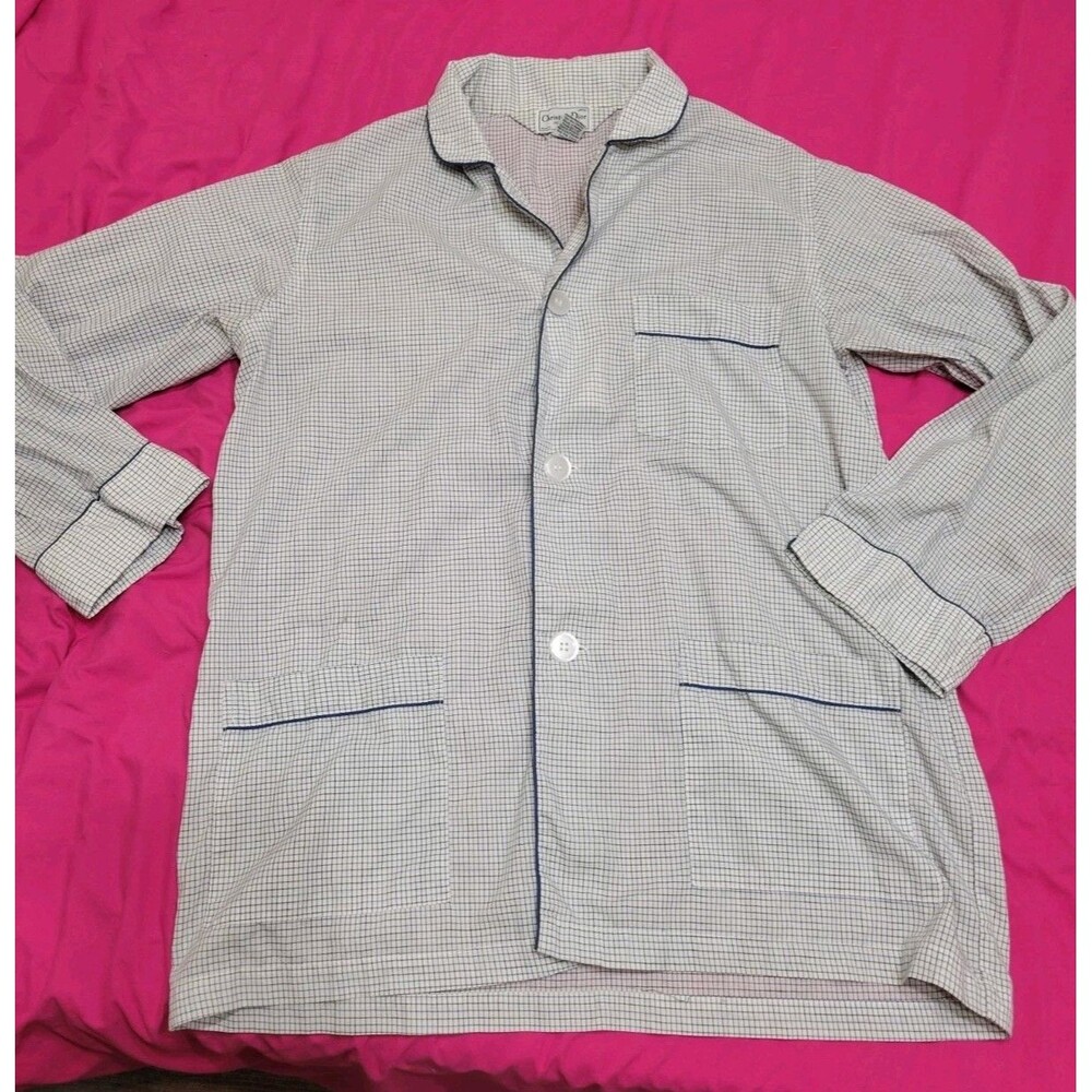 Christian Dior Monsieur Vintage Pajama Top Blue Slwhite Men's L Windowpane